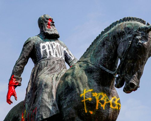 King Leopold statue vandalized with tags and paint